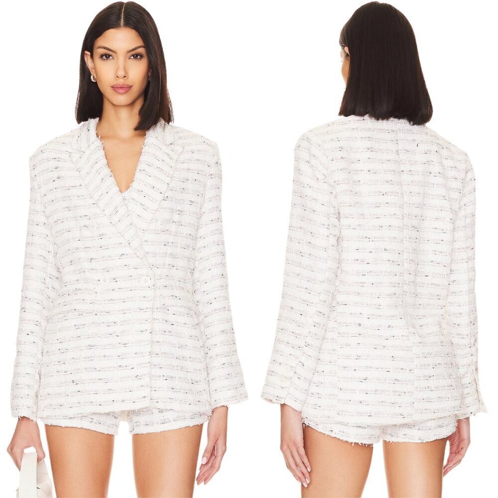 Misa Los Angeles Penny Tweed Blazer Jacket Women's XS Winter White Career NWT